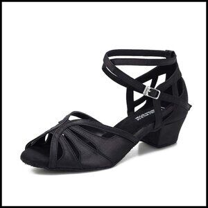 Satin Dance Shoes Low Heel Ballroom Salsa Latin Practice Oxford Ankle Strap